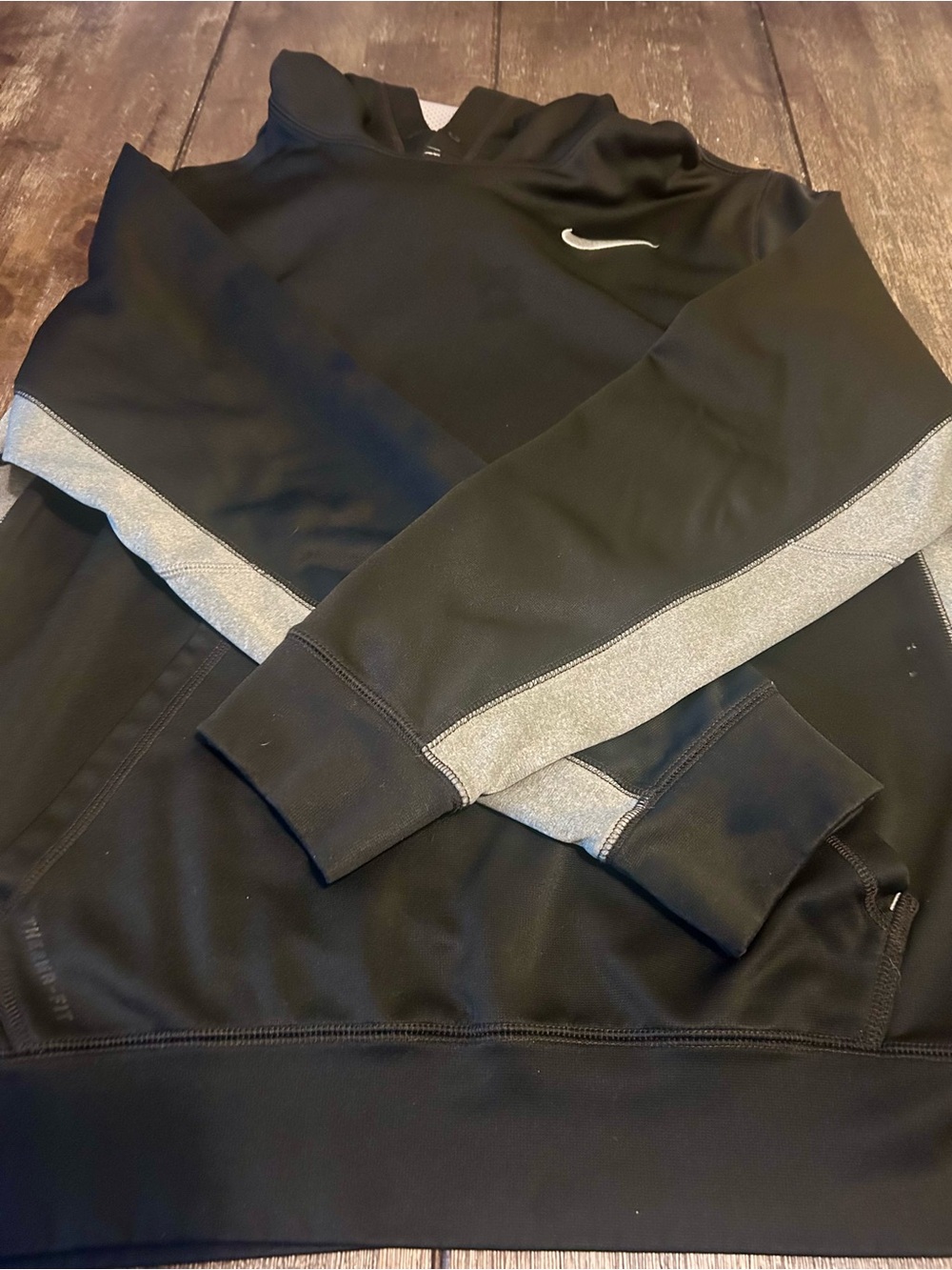 Nike Men's Black Hooded Sweatshirt with Silver Stripe